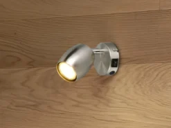 LED Wandstrahler mit Schalter aus Metall Silber, Höhe 14cm