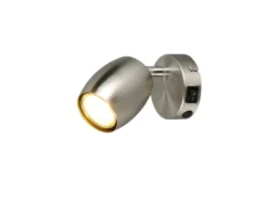 LED Wandstrahler mit Schalter aus Metall Silber, Höhe 14cm