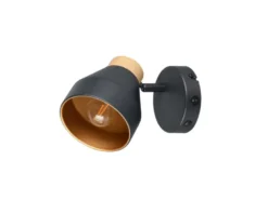 LED Wandstrahler mit Schalter, Metall Schwarz / innen Gold, Breite 11cm