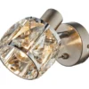 LED Wandstrahler mit Schalter & Glaskristallen Silber matt, Breite 9cm