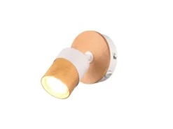LED Wandstrahler Naturholz & Metall Weiß, Breite 11cm