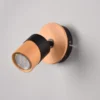 LED Wandstrahler Naturholz & Metall Schwarz, Breite 11cm