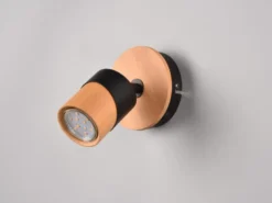 LED Wandstrahler Naturholz & Metall Schwarz, Breite 11cm