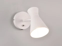 LED Wandstrahler Retro Weiß mit Schalter & Stecker, Breite 12cm