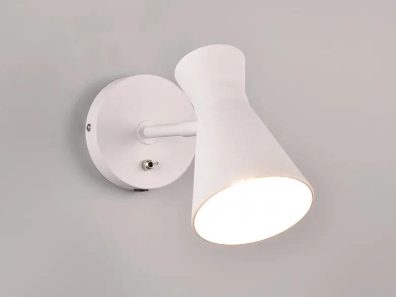 LED Wandstrahler Retro Weiß mit Schalter & Stecker, Breite 12cm