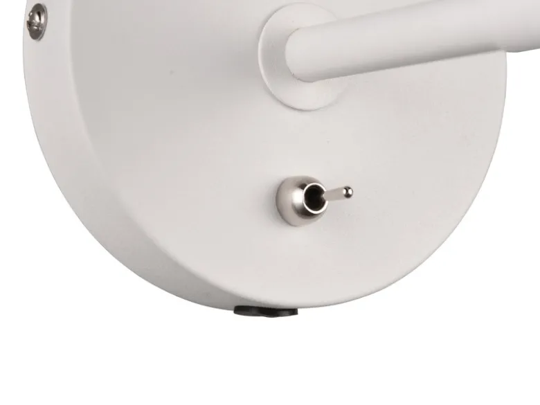 LED Wandstrahler Retro Weiß mit Schalter & Stecker, Breite 12cm
