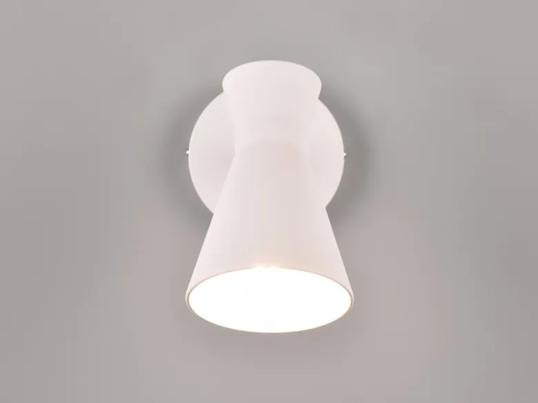 LED Wandstrahler Retro Weiß mit Schalter & Stecker, Breite 12cm