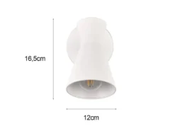 LED Wandstrahler Retro Weiß mit Schalter & Stecker, Breite 12cm