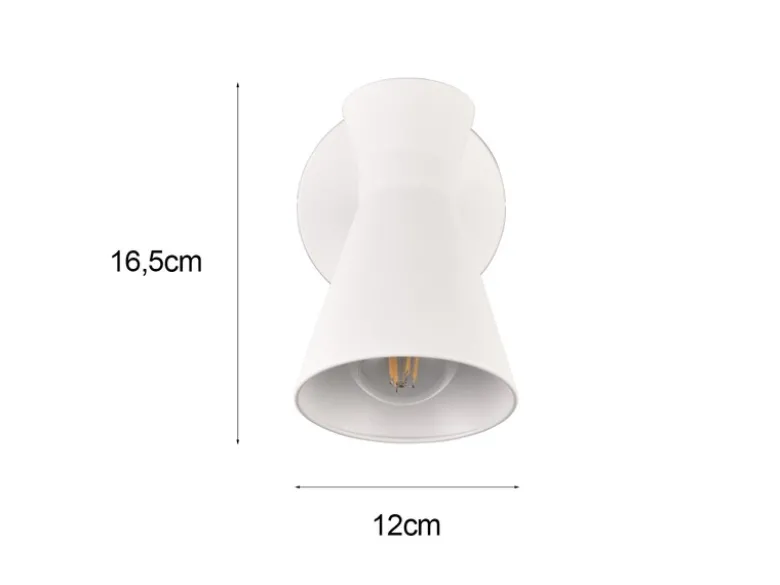 LED Wandstrahler Retro Weiß mit Schalter & Stecker, Breite 12cm