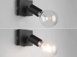 LED Wandstrahler Schwarz dimmbar, 1 flammiger Spot mit Schalter, 9x11cm