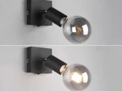 LED Wandstrahler Schwarz dimmbar, 1 flammiger Spot mit Schalter, 9x11cm