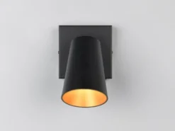 LED Wandstrahler Schwarz Gold mit Schalter, Breite 10cm