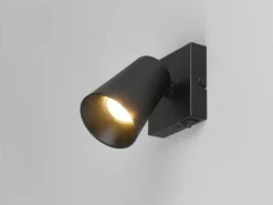 LED Wandstrahler Schwarz Gold mit Schalter, Breite 10cm