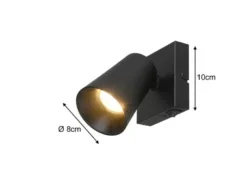 LED Wandstrahler Schwarz Gold mit Schalter, Breite 10cm