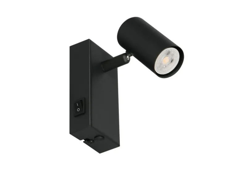 LED Wandstrahler Schwarz mit Schalter, Breite 6cm