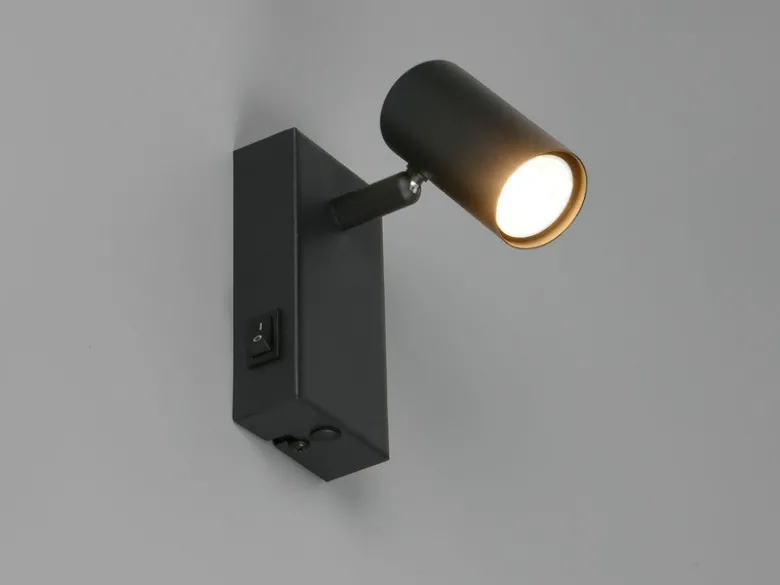 LED Wandstrahler Schwarz mit Schalter, Breite 6cm