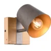LED Wandstrahler Silber antik & Gold mit Holz Industrial Style, Breite 11cm
