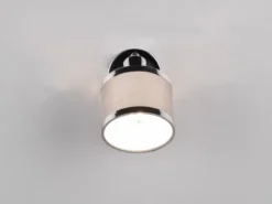 LED Wandstrahler Silber Chrom mit Stoffschirm Grau, Breite 10cm