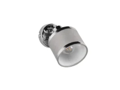 LED Wandstrahler Silber Chrom mit Stoffschirm Grau, Breite 10cm