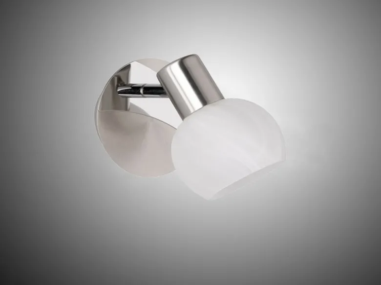 LED Wandstrahler Silber Chrom & Glas Alabaster, Breite 11cm