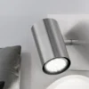 LED Wandstrahler Silber matt mit schwenkbarem Spot, Breite 12cm