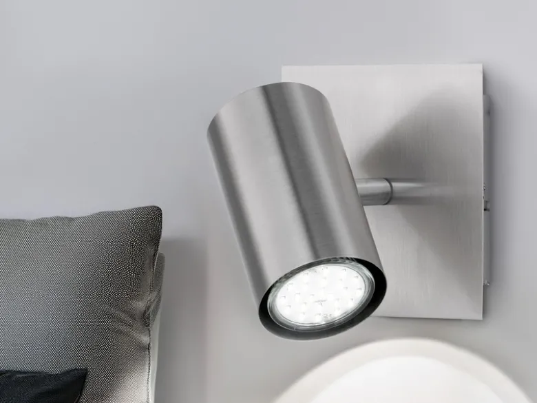 LED Wandstrahler Silber matt mit schwenkbarem Spot, Breite 12cm