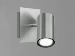 LED Wandstrahler Silber matt mit schwenkbarem Spot, Breite 12cm