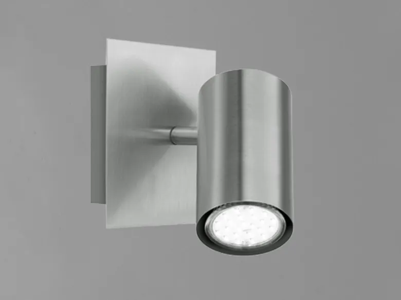 LED Wandstrahler Silber matt mit schwenkbarem Spot, Breite 12cm