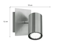 LED Wandstrahler Silber matt mit schwenkbarem Spot, Breite 12cm