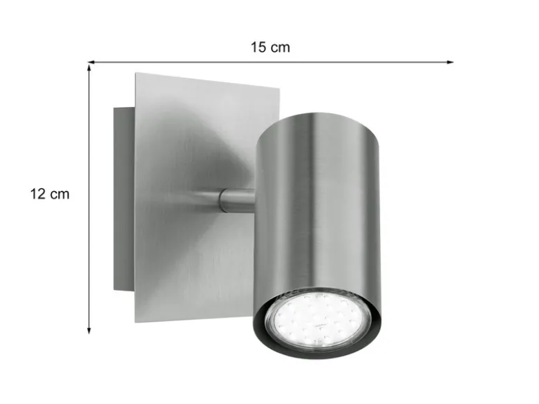 LED Wandstrahler Silber matt mit schwenkbarem Spot, Breite 12cm