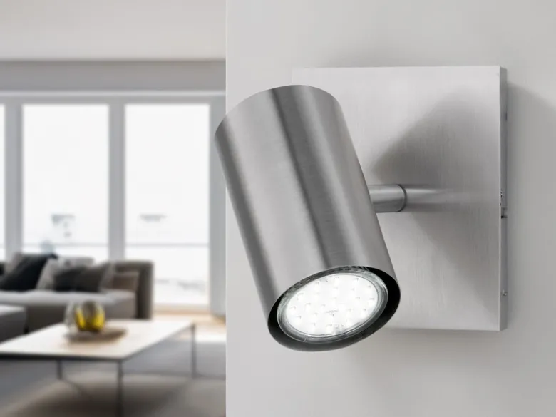 LED Wandstrahler Silber matt mit schwenkbarem Spot, Breite 12cm