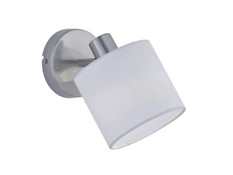 LED Wandstrahler Silber matt mit Stoffschirm Weiß, Breite 12cm