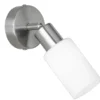 LED Wandstrahler Silber mit Glas Lampenschirm Weiß, Höhe 17,5cm