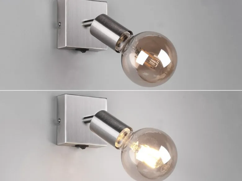 LED Wandstrahler Spot Silber mit Schalter, Breite 9cm