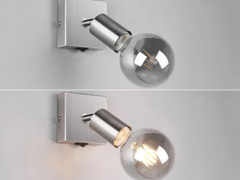 LED Wandstrahler Spot Silber mit Schalter, Breite 9cm