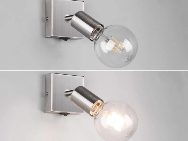 LED Wandstrahler Spot Silber mit Schalter, Breite 9cm