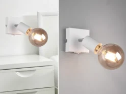 LED Wandstrahler Spot Weiß mit Schalter, Breite 9cm