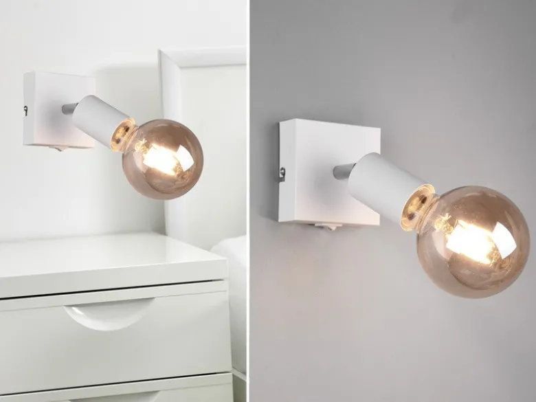 LED Wandstrahler Spot Weiß mit Schalter, Breite 9cm