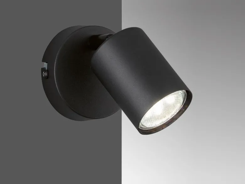 LED Wandstrahler VANO Schwarz mit Schalter, Breite 8cm