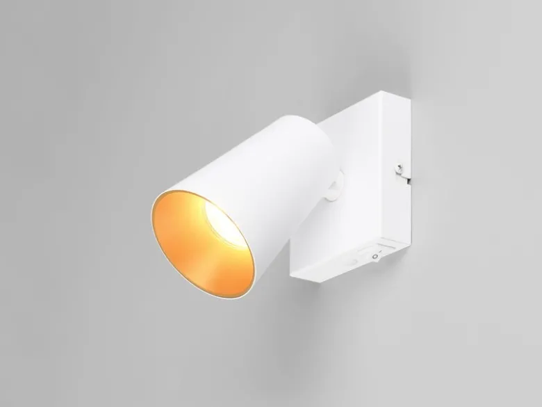 LED Wandstrahler Weiß Gold mit Schalter, Breite 10cm