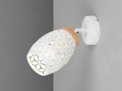 LED Wandstrahler Weiß mit Schalter & Stanzmuster, Breite 12cm