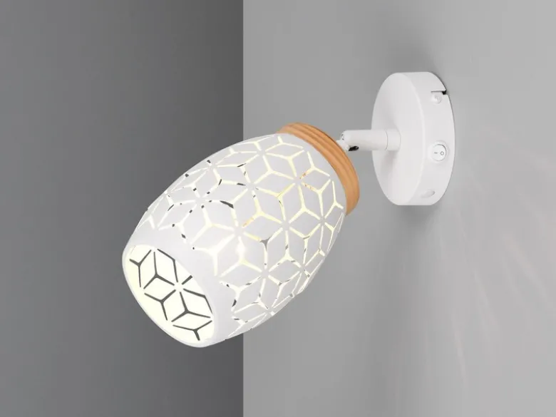 LED Wandstrahler Weiß mit Schalter & Stanzmuster, Breite 12cm