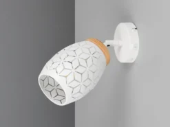 LED Wandstrahler Weiß mit Schalter & Stanzmuster, Breite 12cm