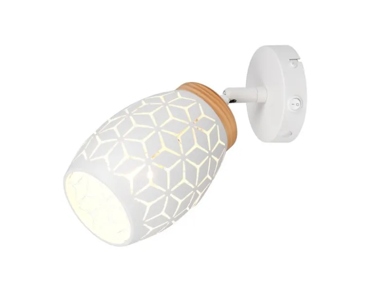 LED Wandstrahler Weiß mit Schalter & Stanzmuster, Breite 12cm