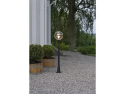 LED Wegeleuchte Aluminium Schwarz mit Glaskugel, Höhe 118cm