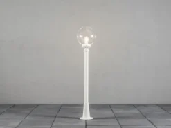 LED Wegeleuchte Aluminium Weiß mit Glaskugel, Höhe 118cm