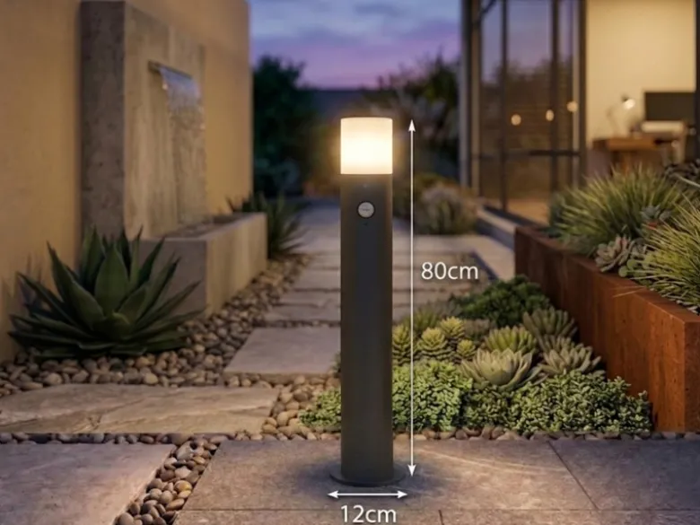 LED Wegeleuchte Anthrazit mit Bewegungsmelder, Höhe 80cm
