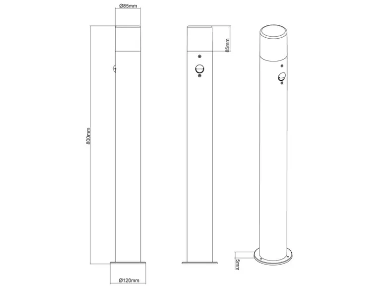 LED Wegeleuchte Anthrazit mit Bewegungsmelder, Höhe 80cm