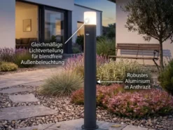 LED Wegeleuchte Anthrazit mit Bewegungsmelder, Höhe 80cm