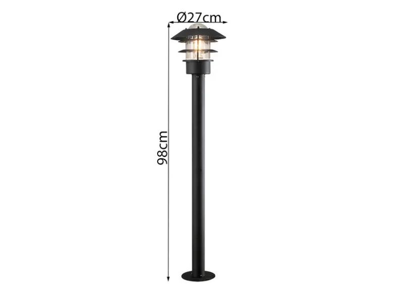 LED Wegeleuchte Außenlaterne aus Aluminium Schwarz, Höhe 98cm